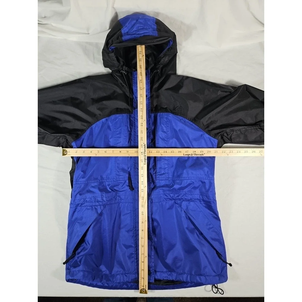 Vintage REI GoreTex Jacket Women M Blue Black Waterproof Hooded Rip Stop Zip Pit